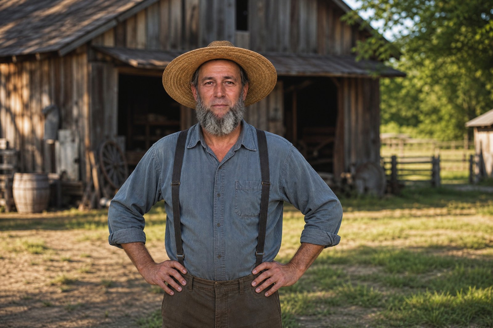 Ezra Kaine outside his barn